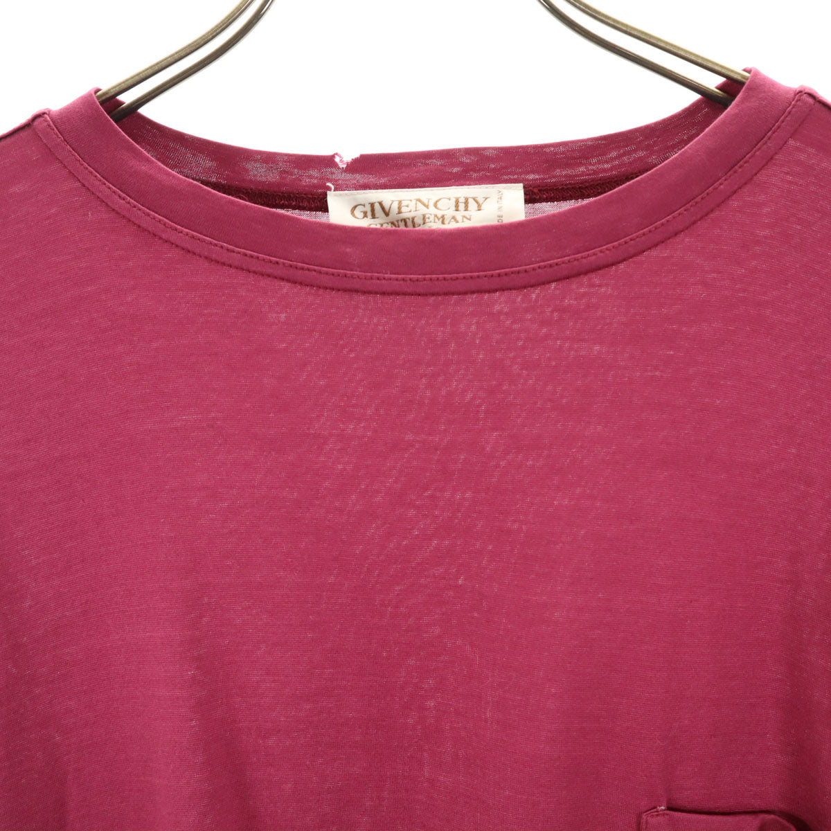 ジバンシージェントルマン 80S 90S オールド イタリア製 半袖 ワンポイント刺繍 Tシャツ L ピンク メンズ