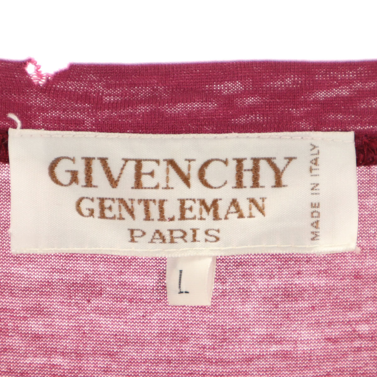 ジバンシージェントルマン 80S 90S オールド イタリア製 半袖 ワンポイント刺繍 Tシャツ L ピンク メンズ