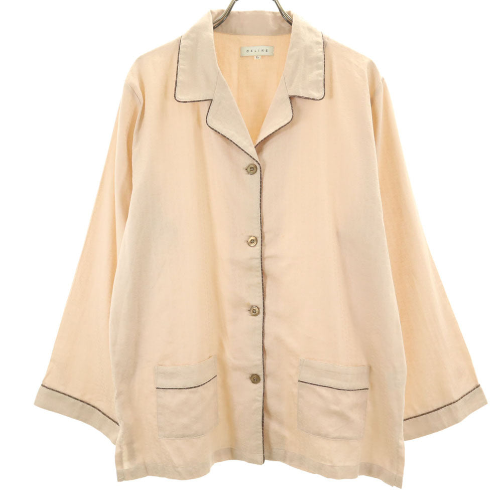 CELINE セリーヌ 日本製 マカダム柄 長袖 ルームウェア L ベージュ パジャマ レディース