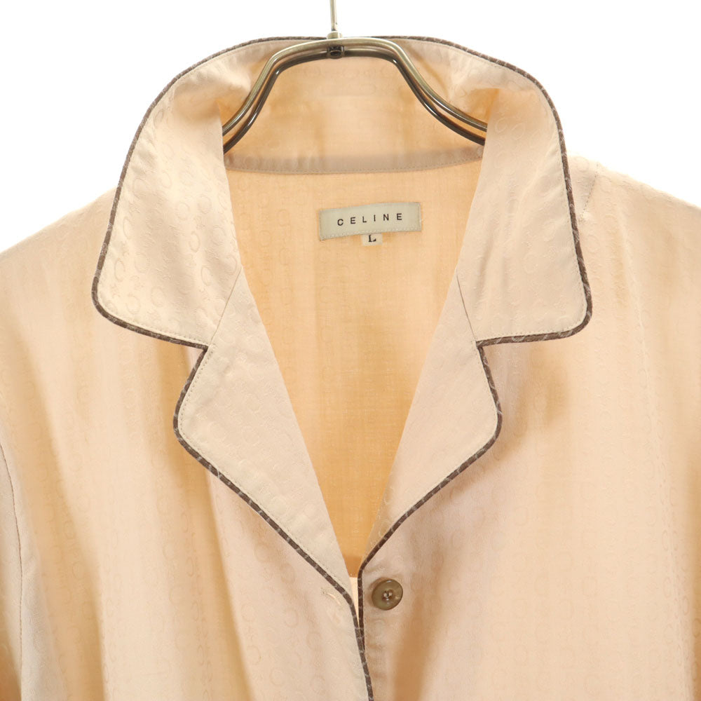 CELINE セリーヌ 日本製 マカダム柄 長袖 ルームウェア L ベージュ パジャマ レディース