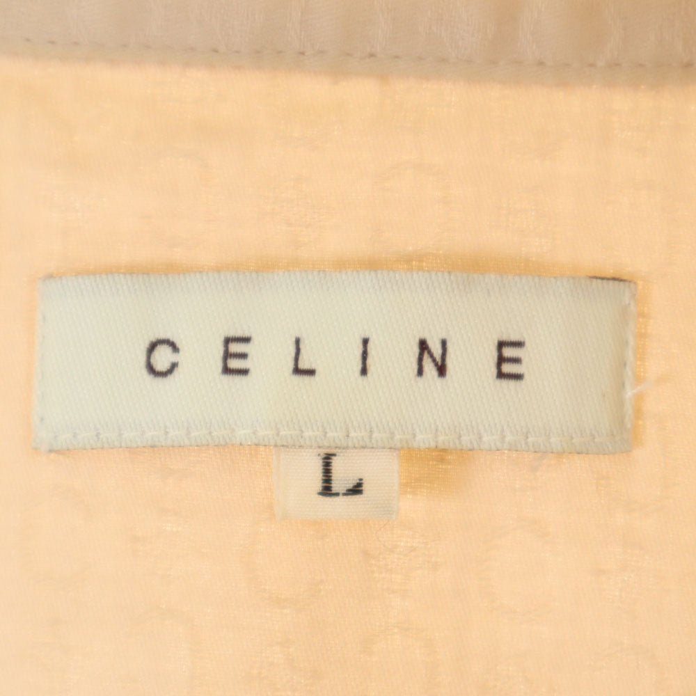 CELINE セリーヌ 日本製 マカダム柄 長袖 ルームウェア L ベージュ パジャマ レディース