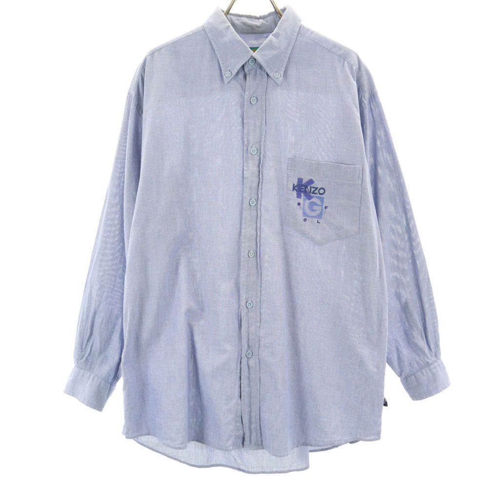 KENZO GOLF ケンゾーゴルフ 90s 日本製 オールド 長袖 ボタンダウンシャツ 4 ネイビー メンズ
