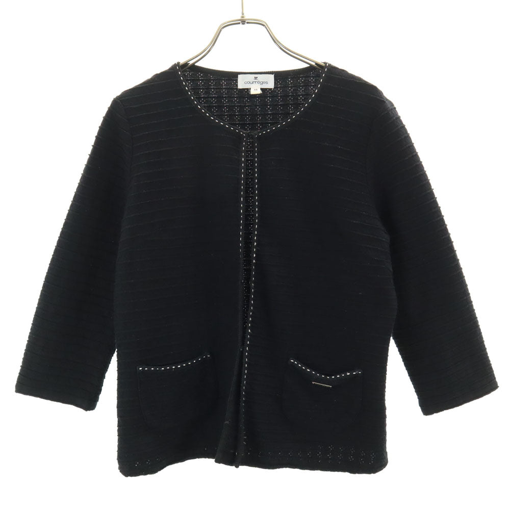 courreges クレージュ 7分袖 カーディガン 40 ブラック レディース