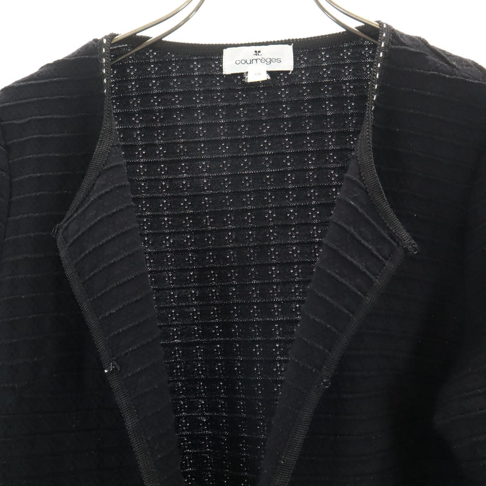 courreges クレージュ 7分袖 カーディガン 40 ブラック レディース