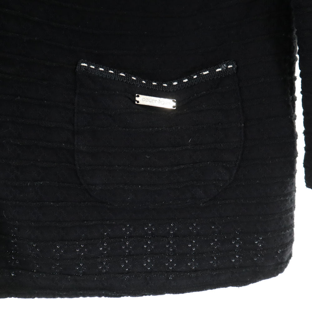 courreges クレージュ 7分袖 カーディガン 40 ブラック レディース