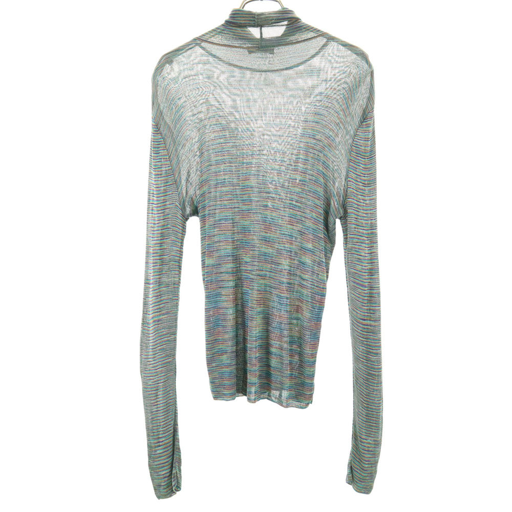 Missoni ミッソーニ イタリア製 ボーダー柄 長袖 ハイネック シースルー カットソー 46 エメラルド 他 レディース