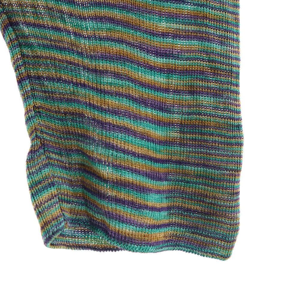 Missoni ミッソーニ イタリア製 ボーダー柄 長袖 ハイネック シースルー カットソー 46 エメラルド 他 レディース