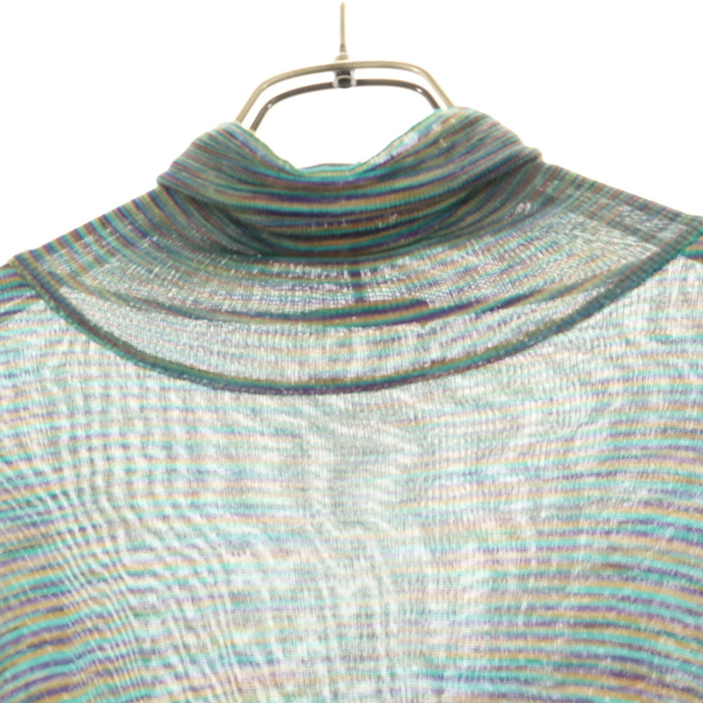 Missoni ミッソーニ イタリア製 ボーダー柄 長袖 ハイネック シースルー カットソー 46 エメラルド 他 レディース