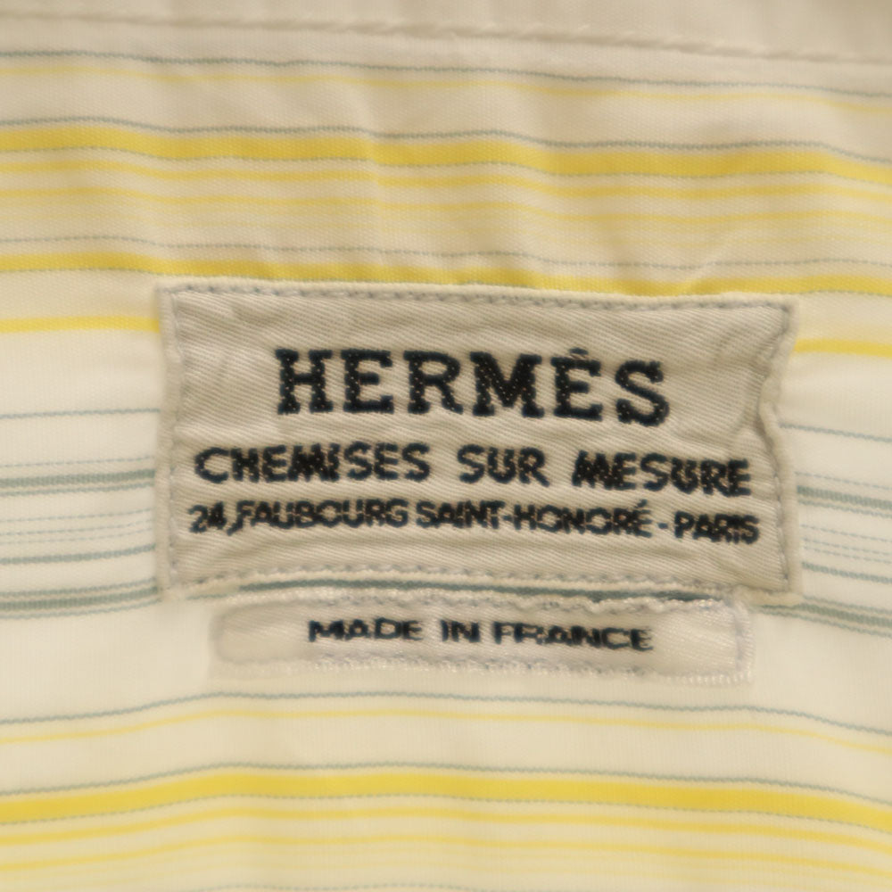 HERMES エルメス フランス製 オールド ストライプ柄 長袖 シャツ ホワイト 他 メンズ