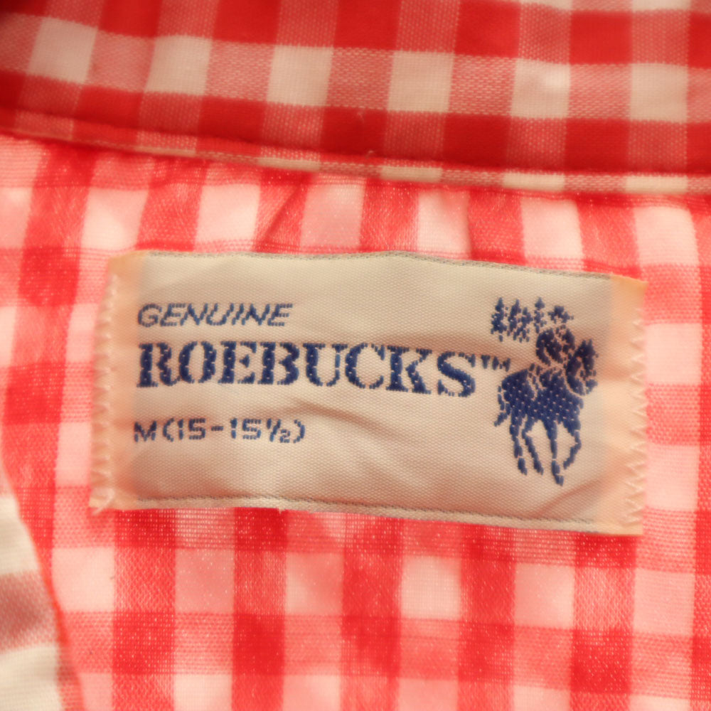 ROEBUCKS ローバックス 80s ヴィンテージ チェック柄 長袖 ウエスタンシャツ M レッド 他 メンズ