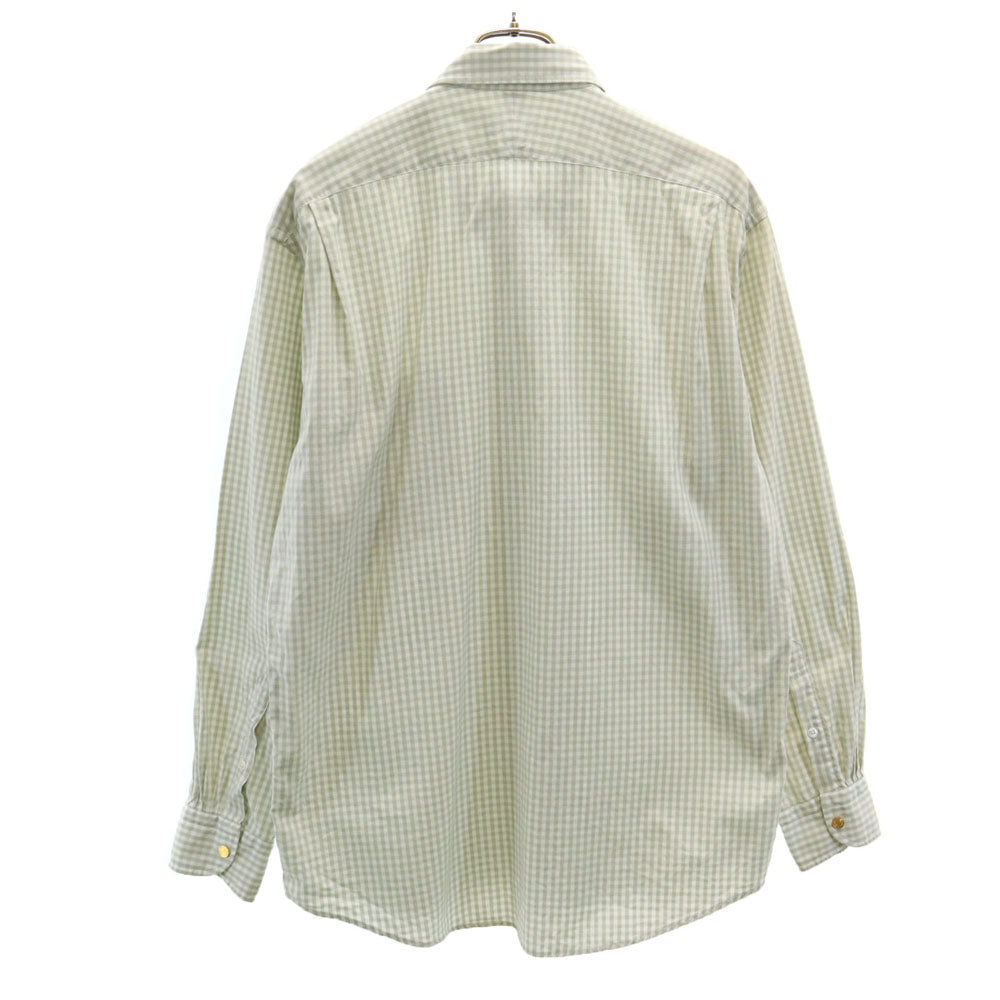 HERMES エルメス フランス製 オールド チェック柄 長袖 ボタンダウンシャツ 42 ホワイト 他 メンズ