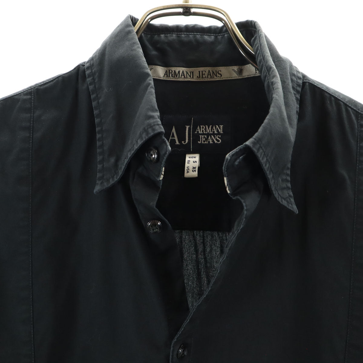 ARMANI JEANS アルマーニジーンズ 長袖 スリム シャツ S ブラック レディース
