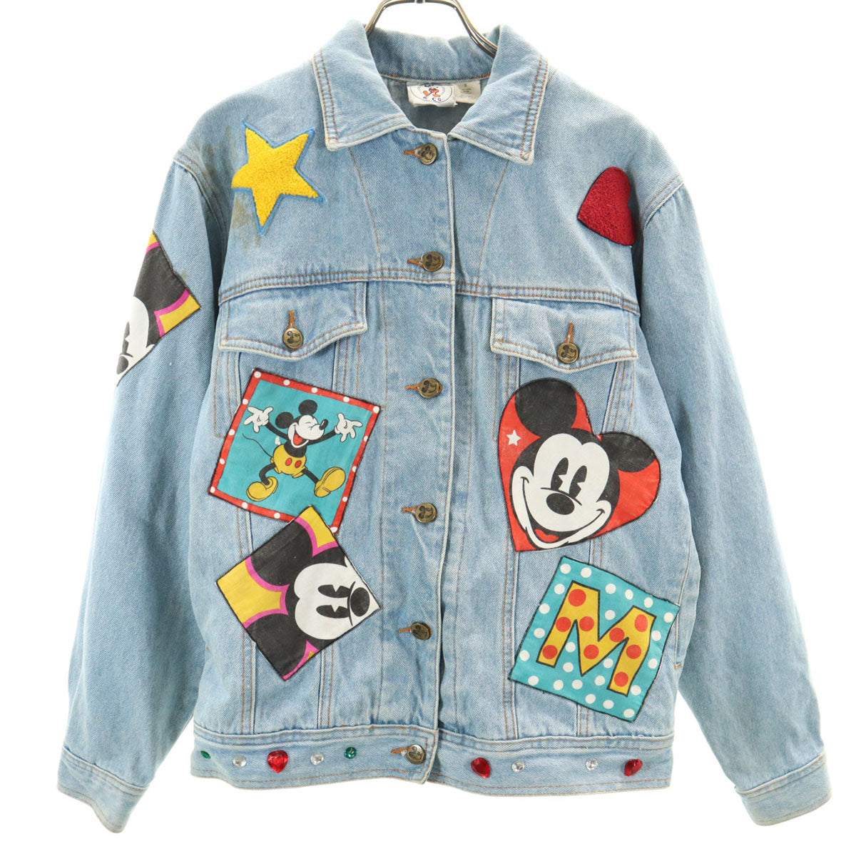 mickey & co. ミッキーアンドコー 90s オールド ミッキマウス デニムジャケット S ウォッシュブルー ジージャン トラッカー レディース