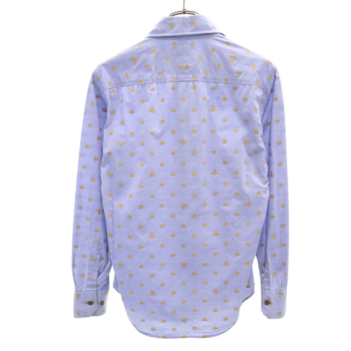 Vivienne WestwoodMAN ヴィヴィアンウエストウッドマン 日本製 オーブ ドット柄 長袖 コットンシャツ 46 ブルー メンズ