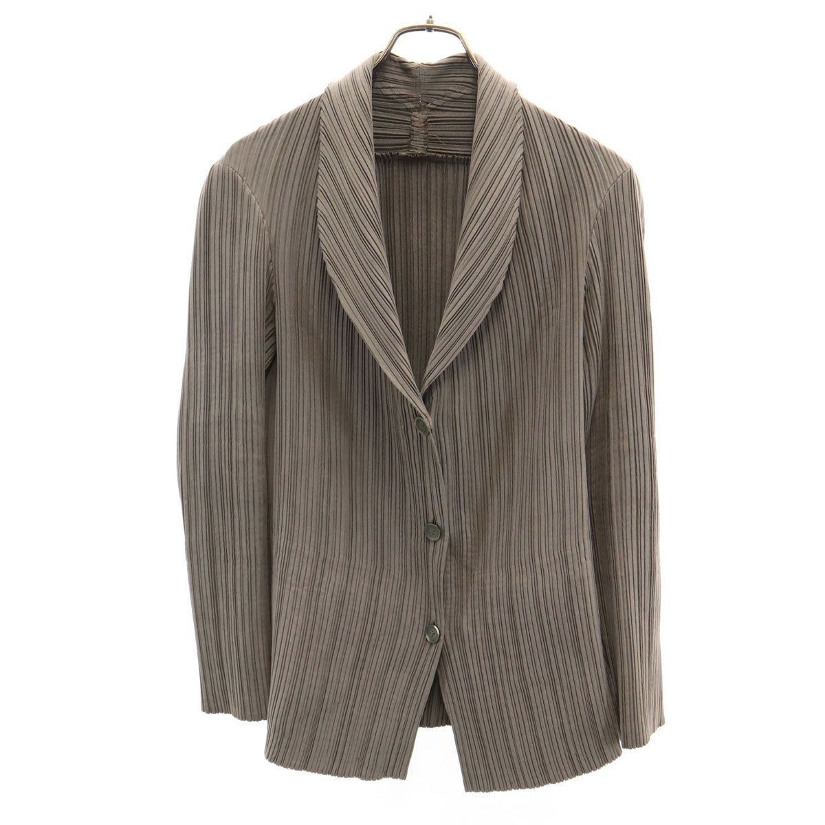 ISSEY MIYAKE イッセイミヤケ 90s オールド 日本製 プリーツ テーラードジャケット 3 ベージュ レディース