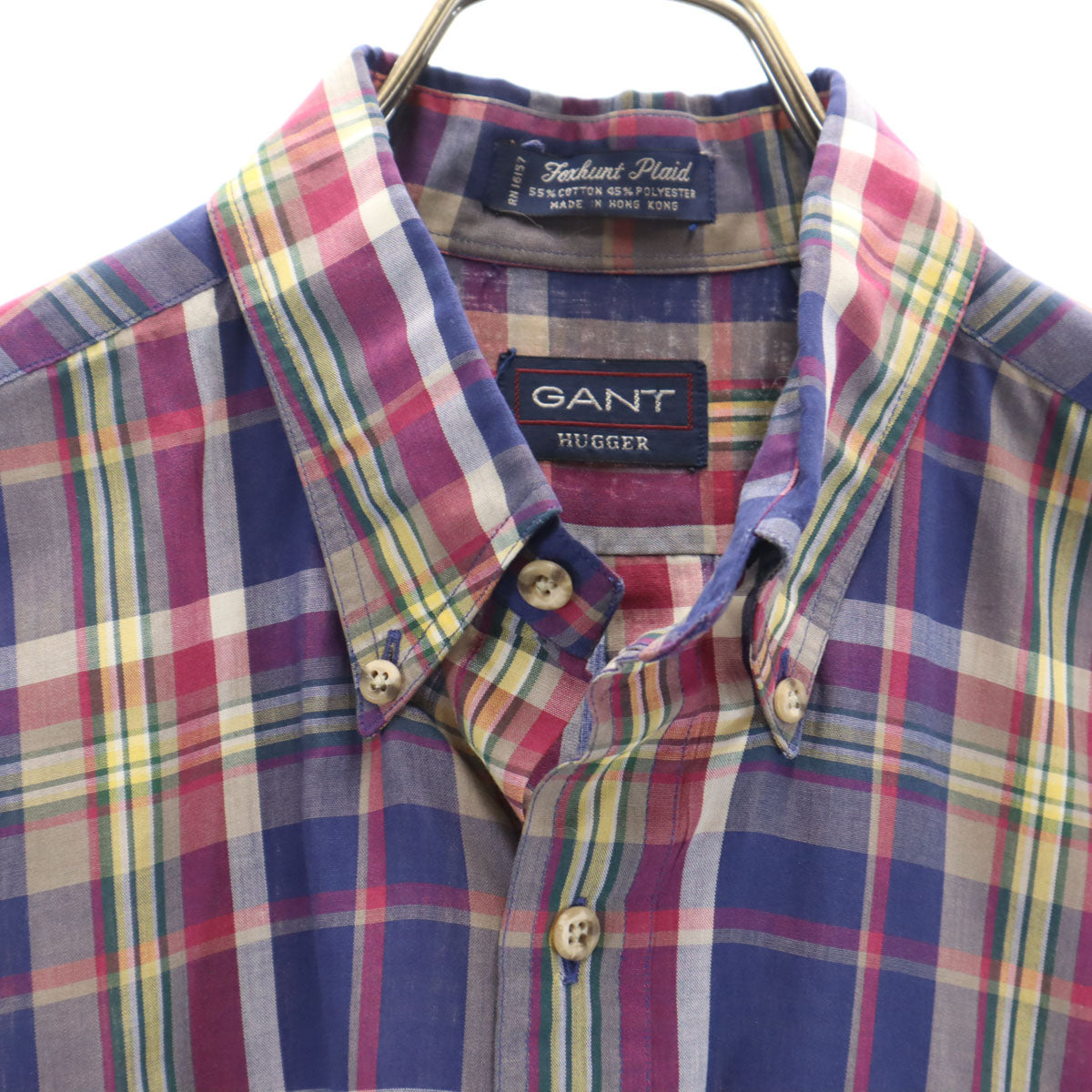 GANT ガント 80s ヴィンテージ チェック柄 長袖 Foxhunt Plaid ボタンダウンシャツ M マルチ メンズ