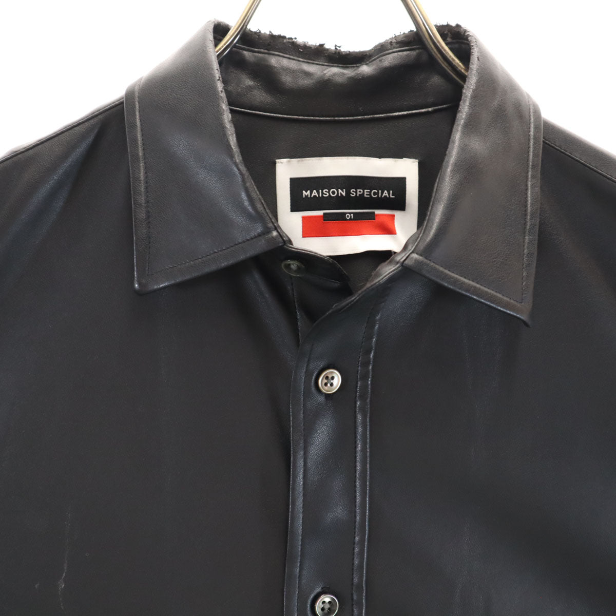MAISON SPECIAL メゾンスペシャル 長袖 オーバーサイズ フェイクレザー シャツ 1 ブラック メンズ