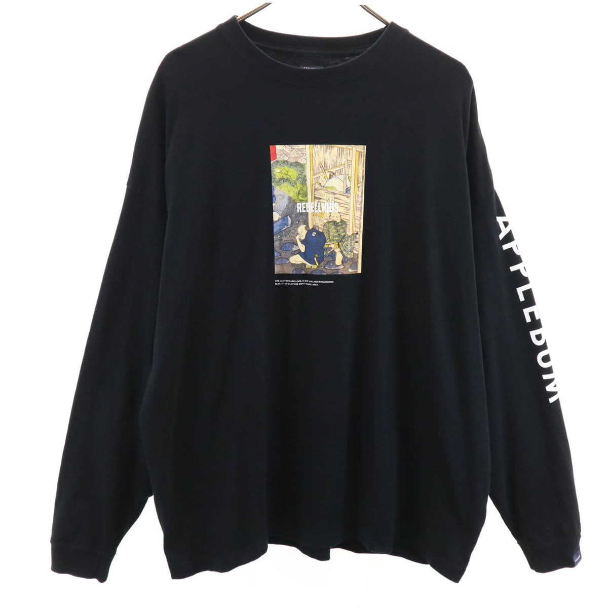 APPLEBUM アップルバム 浮世絵プリント 長袖 Tシャツ L ブラック ロンT メンズ