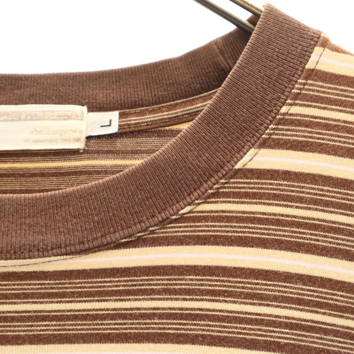 A BATHING APE アベイシングエイプ 日本製 MADEWITHGENERAL ボーダー柄 長袖 ワンポイント Tシャツ L ブラウン メンズ