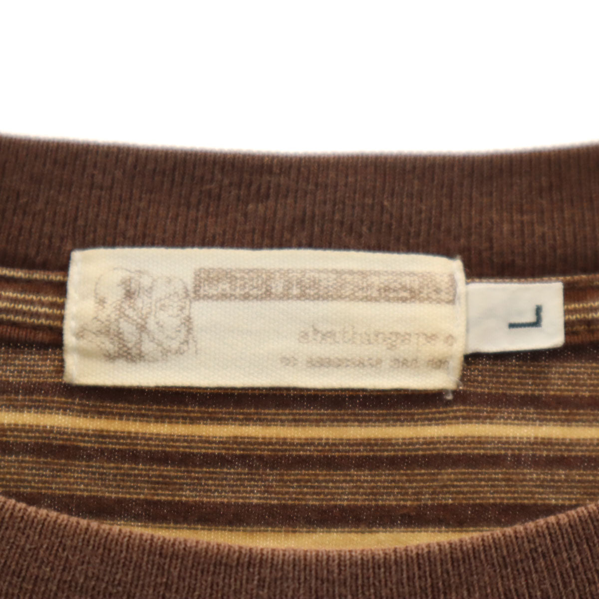 A BATHING APE アベイシングエイプ 日本製 MADEWITHGENERAL ボーダー柄 長袖 ワンポイント Tシャツ L ブラウン メンズ