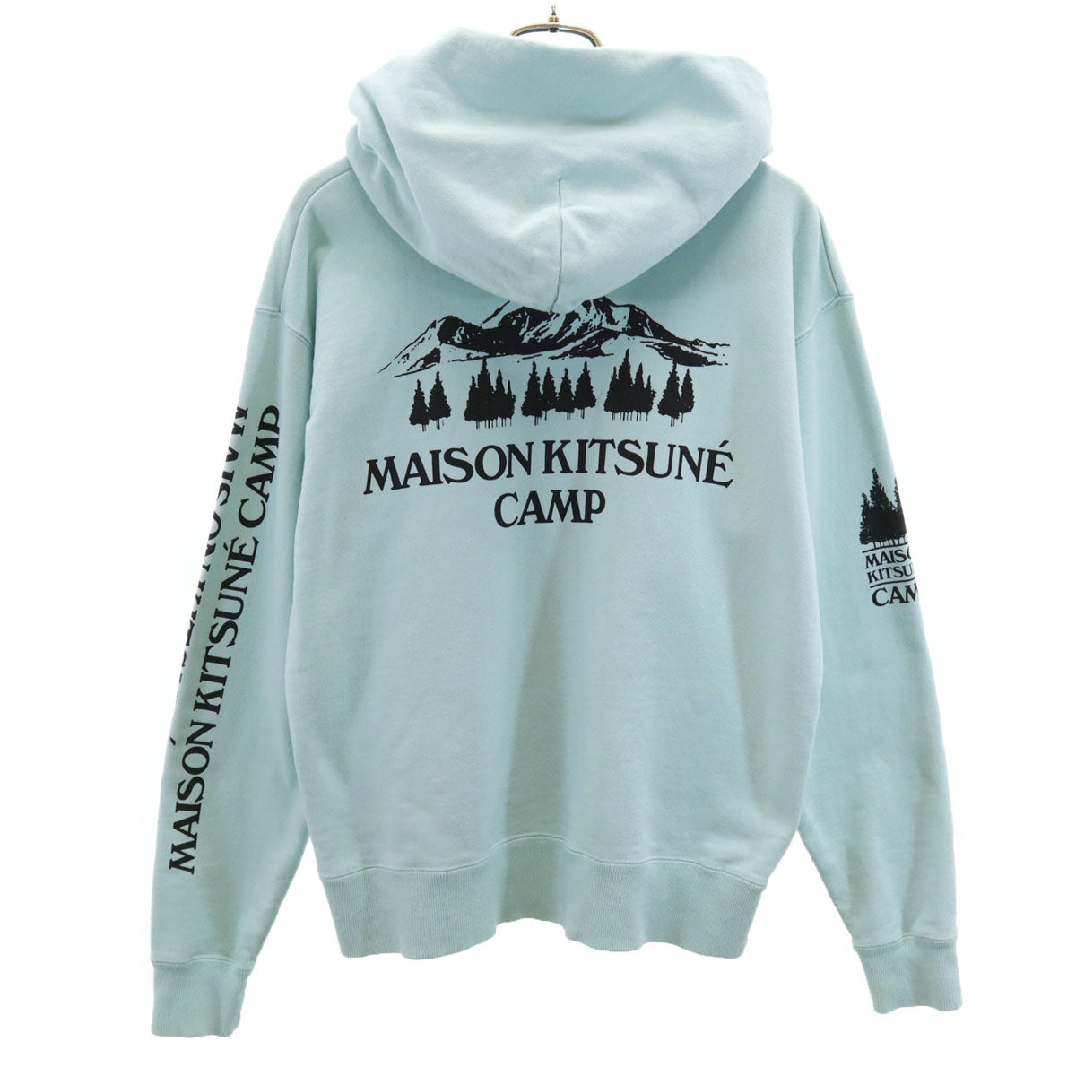 MAISON KITSUNE メゾンキツネ 日本製 バックプリント 長袖 バックプリントプルオーバー スウェットパーカー S ライトブルー KMM32760 メンズ