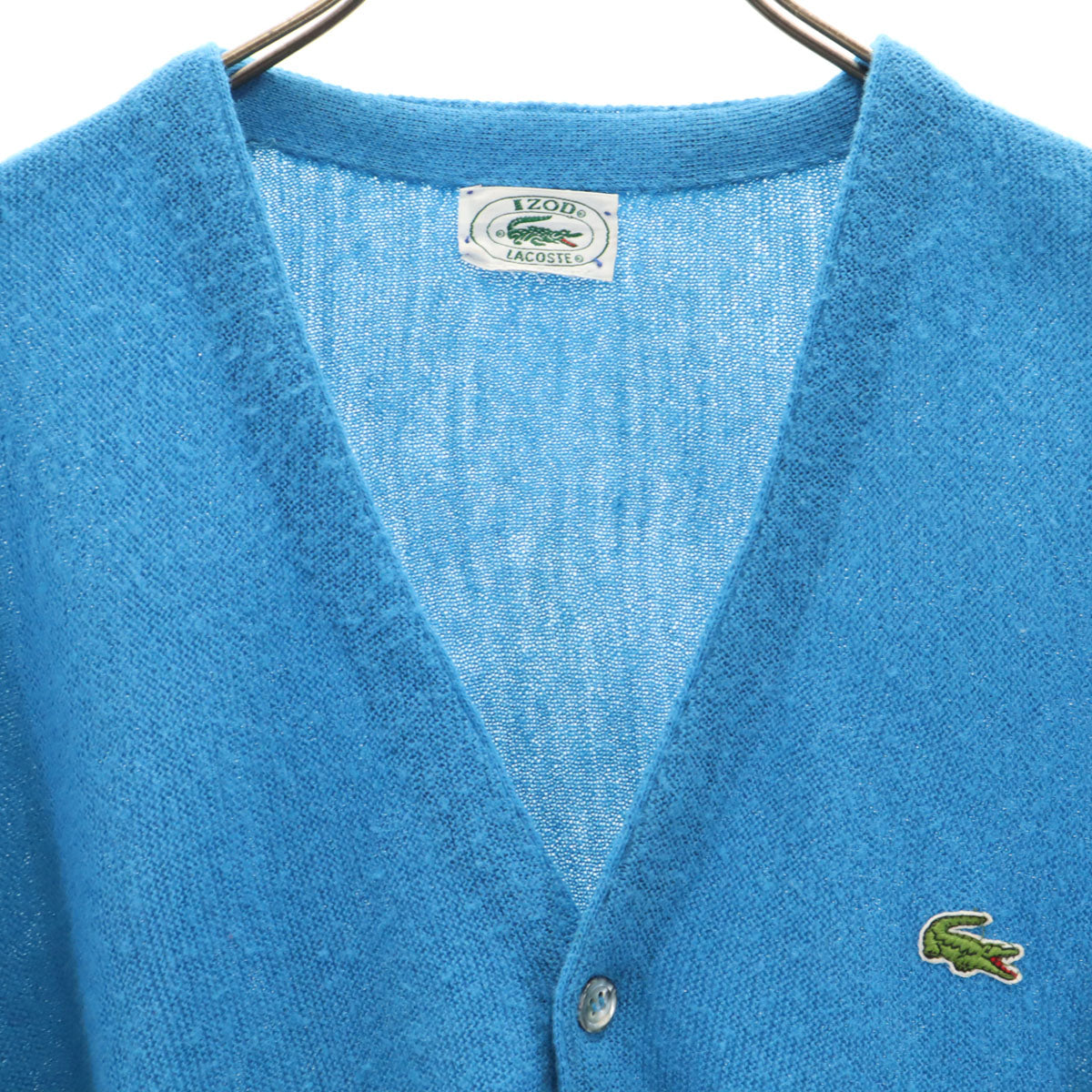 IZOD LACOSTE アイゾッドラコステ 80s ヴィンテージ 長袖 Vネック カーディガン ライトブルー メンズ