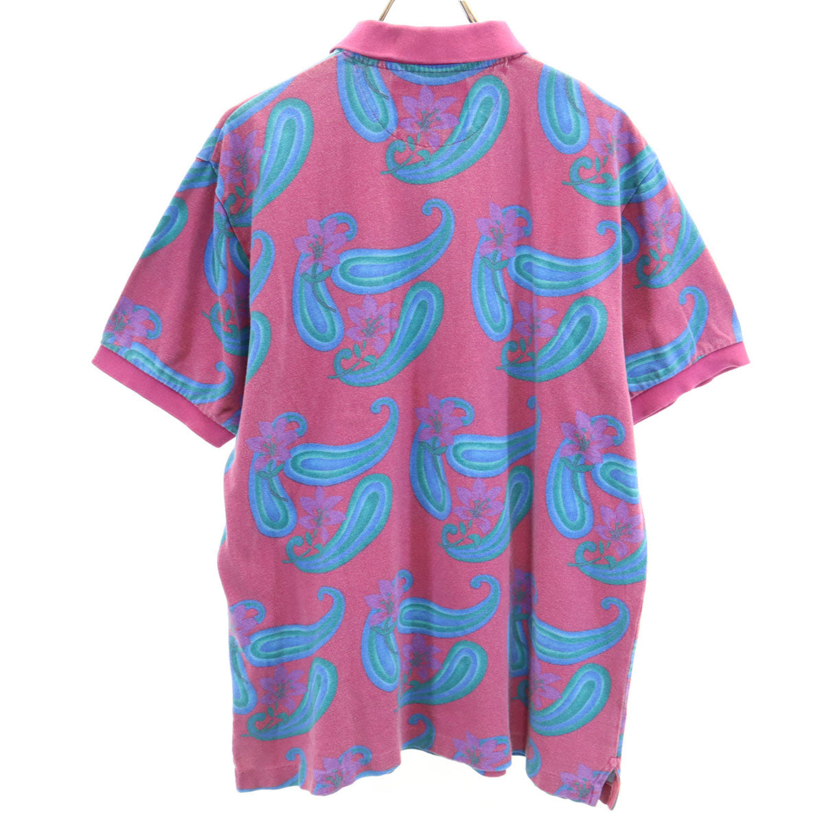 CHAPS RALPH LAUREN チャップスラルフローレン 80s ヴィンテージ ペイズリー柄 半袖 リンガー ポロシャツ M ピンク メンズ