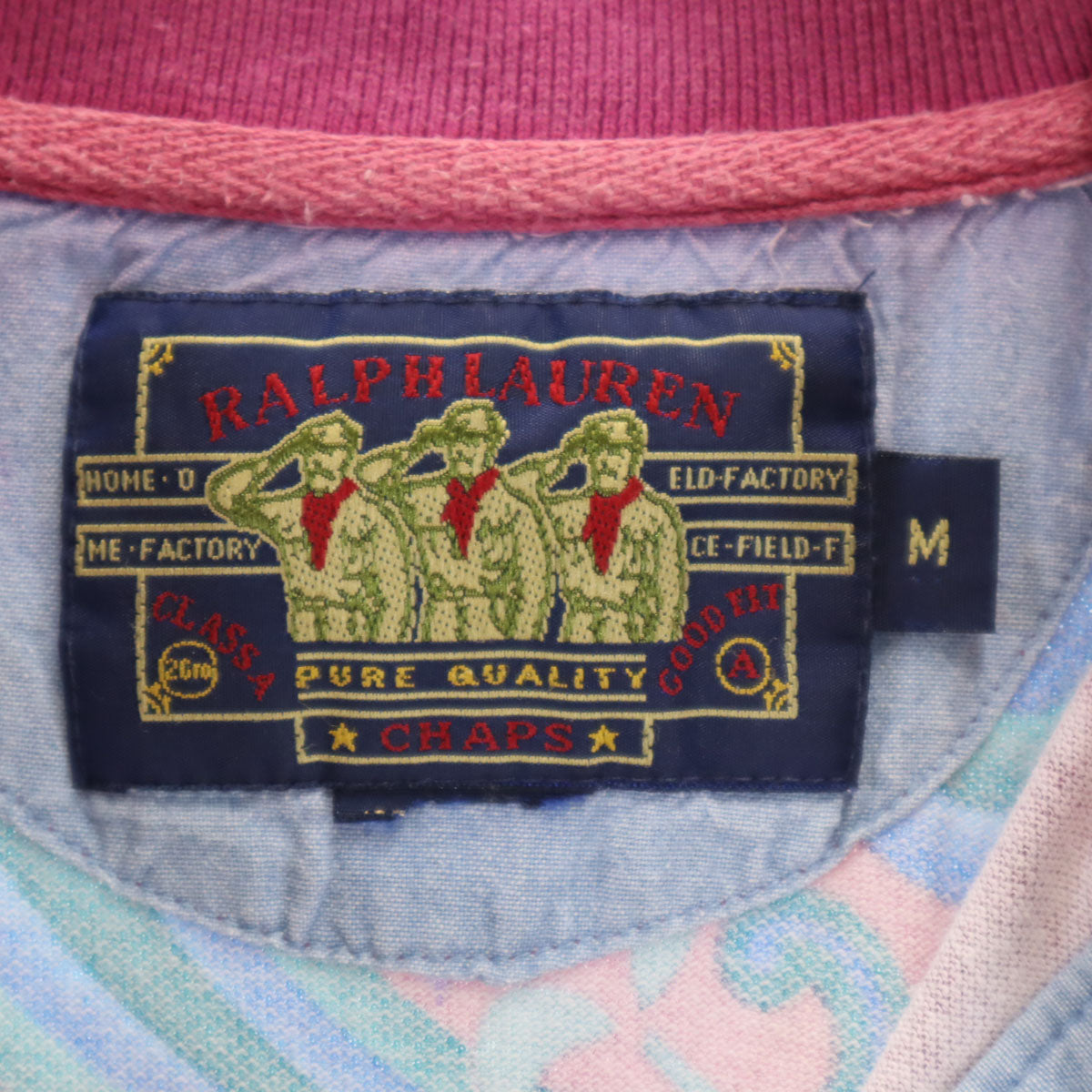 CHAPS RALPH LAUREN チャップスラルフローレン 80s ヴィンテージ ペイズリー柄 半袖 リンガー ポロシャツ M ピンク メンズ