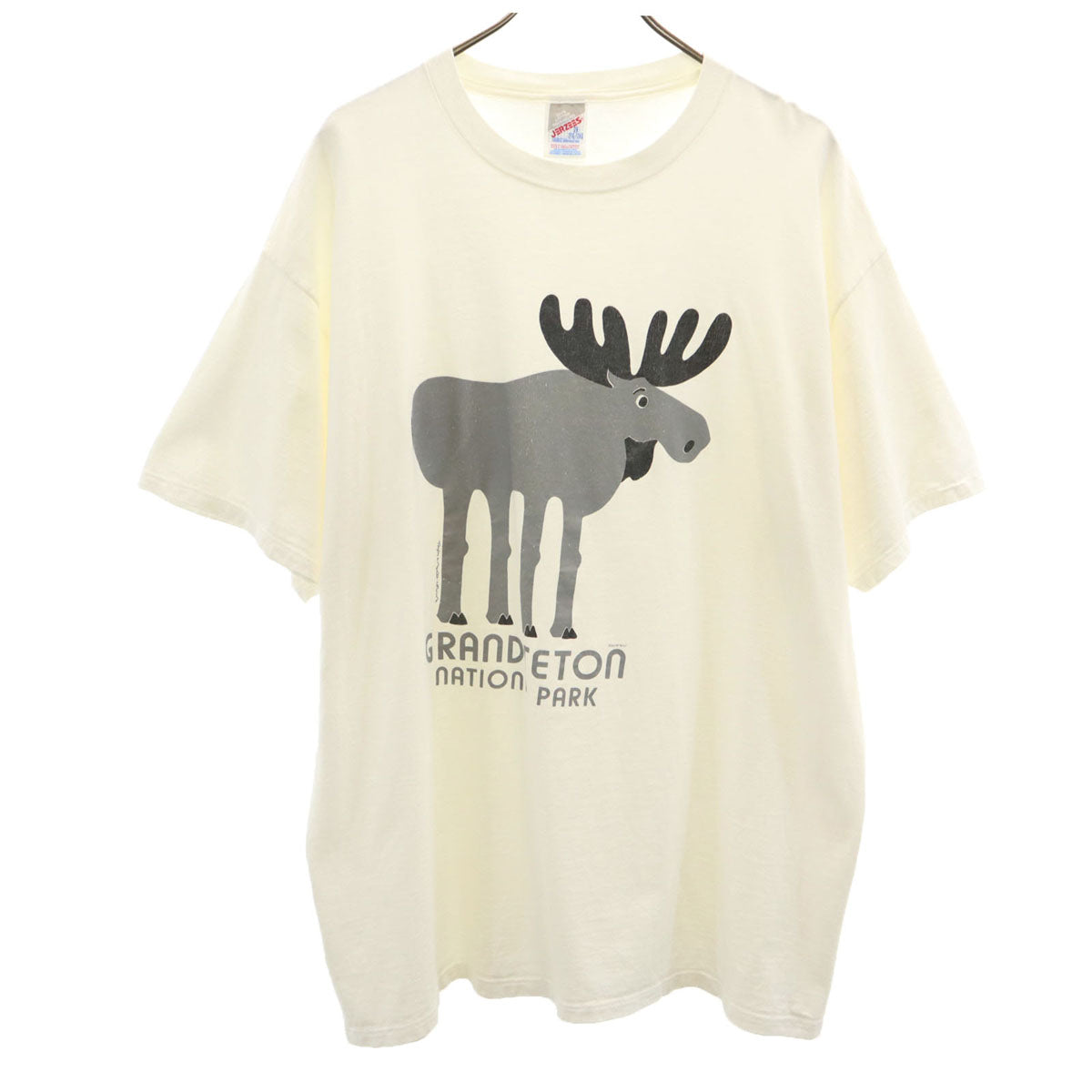 JERZEES ジャージーズ 80s ヴィンテージ USA製 グランドティトン国立公園 ヘラジカ 半袖 アニマル Tシャツ 2XL ホワイト メンズ