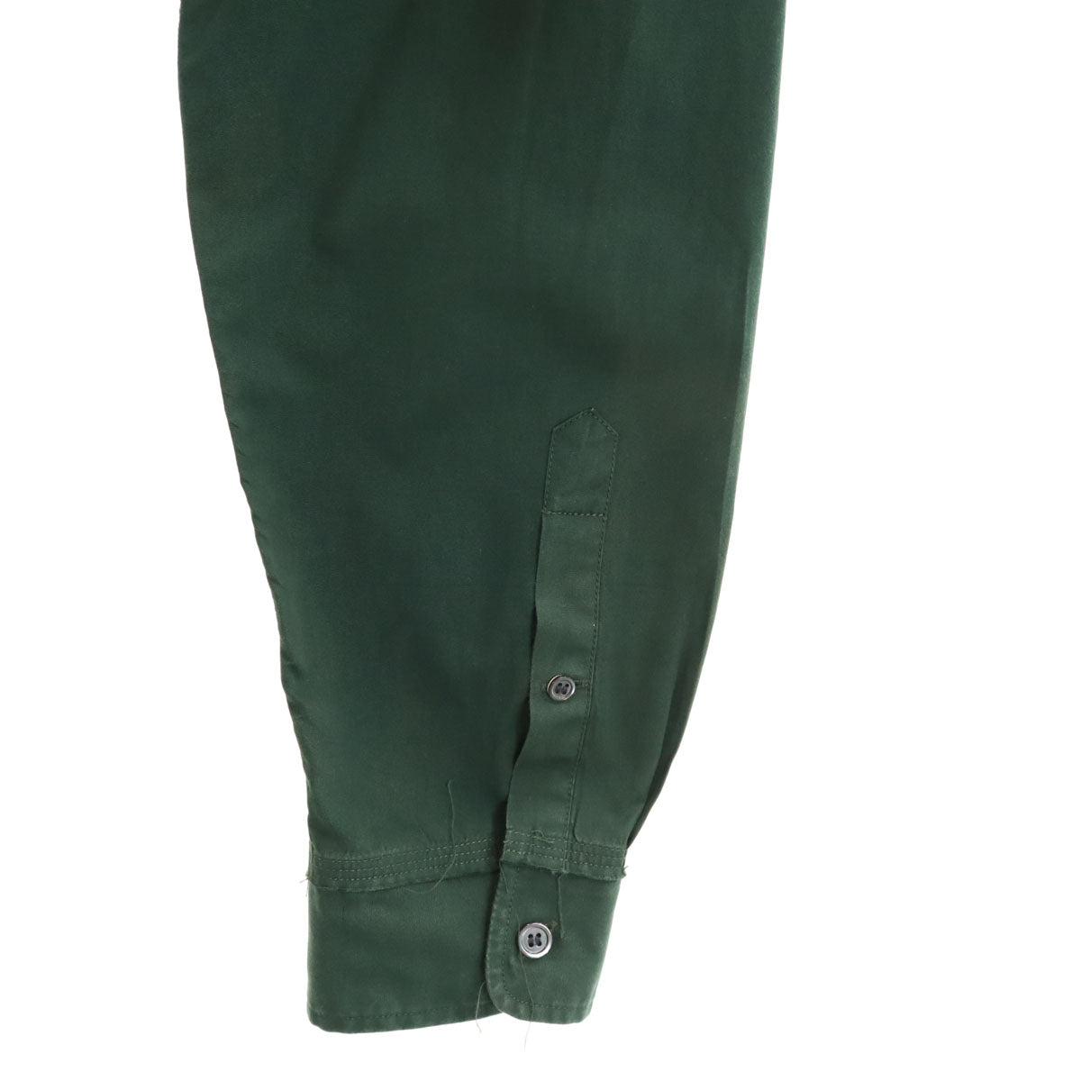 UNUSED アンユーズド 日本製 長袖 カットオフ加工 コットンシャツ 3 グリーン メンズ