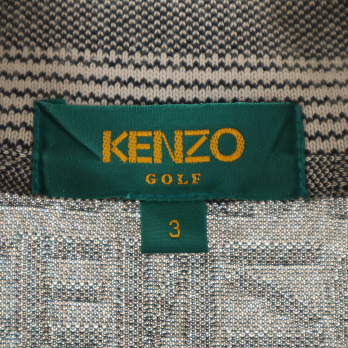 KENZO GOLF ケンゾーゴルフ 90s 日本製 オールド 総ロゴ 長袖 ポロシャツ 3 グレー メンズ