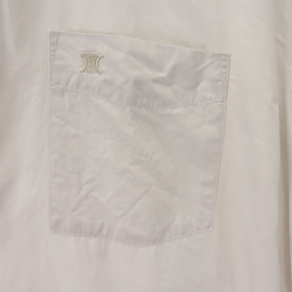 CELINE セリーヌ 長袖 コットンシャツ ホワイトグルー メンズ