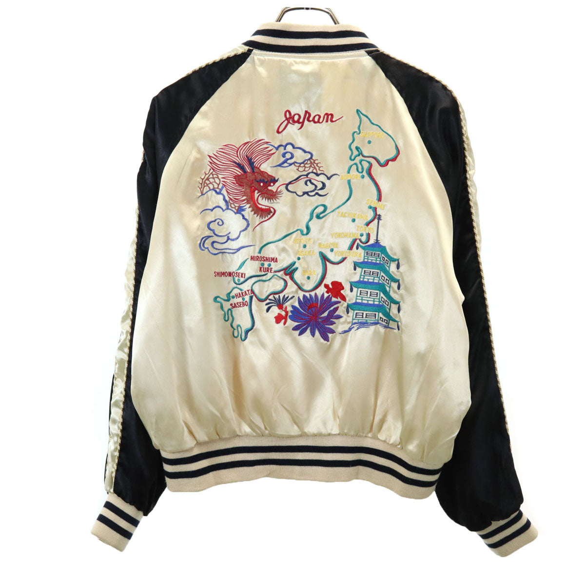 BLEICK 華 JAPANマップ刺繍 スカジャン M シャンパンゴールド 和柄 龍 メンズ