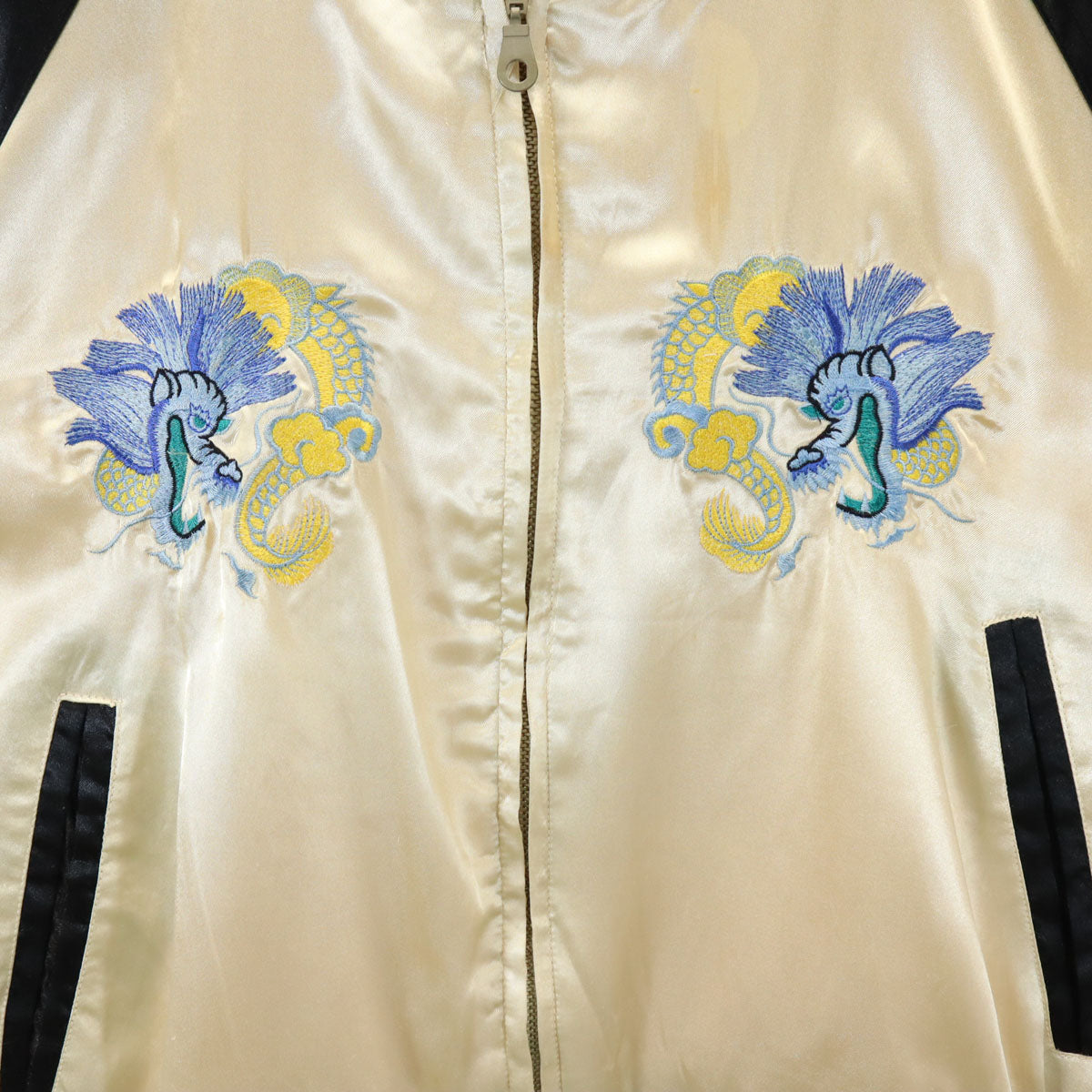 BLEICK 華 JAPANマップ刺繍 スカジャン M シャンパンゴールド 和柄 龍 メンズ