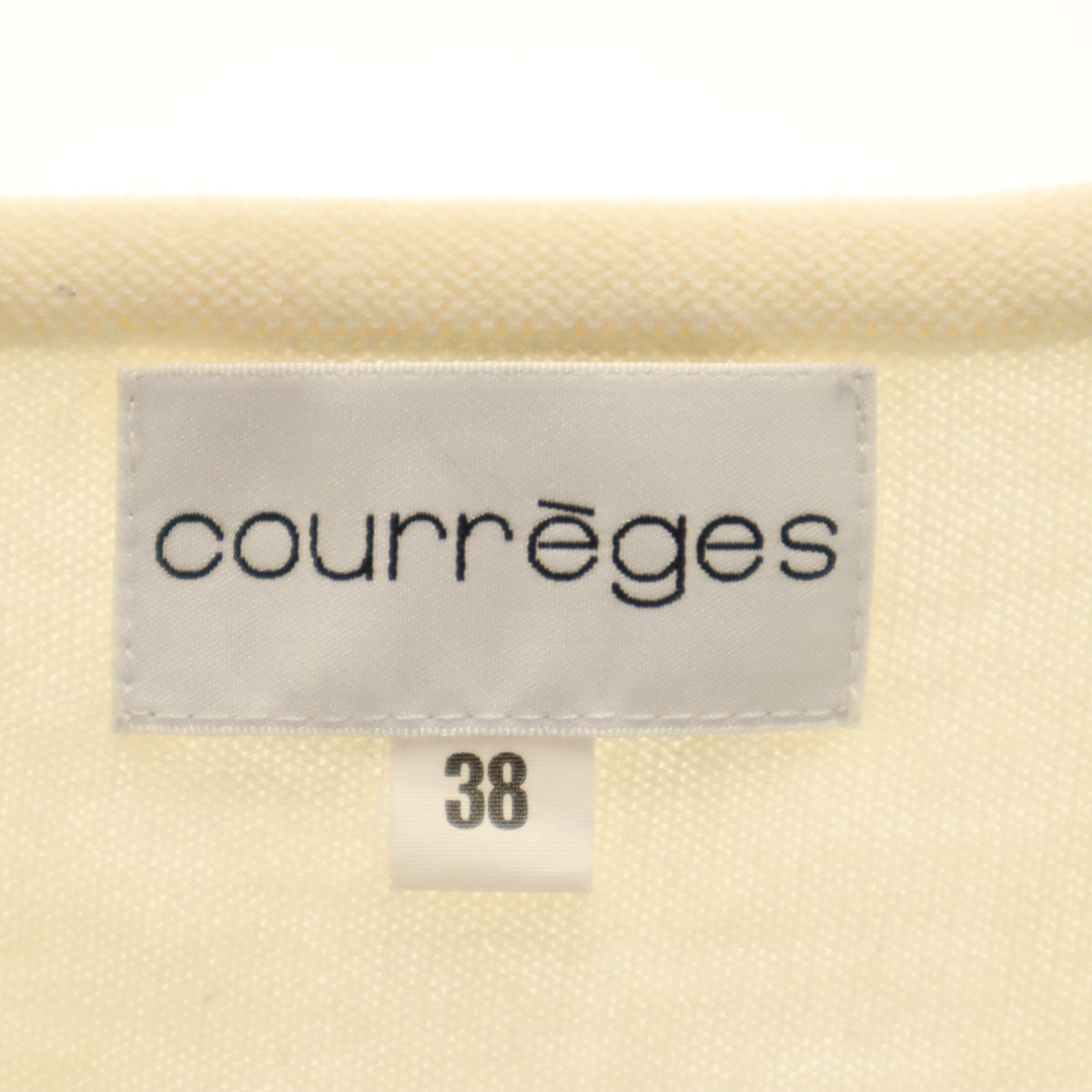 courreges クレージュ 日本製 長袖 レース切替 ニットカーディガン 38 アイボリー レディース