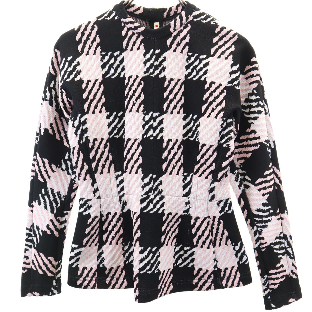 MARNI マルニ イタリア製 チェック柄 長袖 カットソー 38 ピンク×ブラック レディース