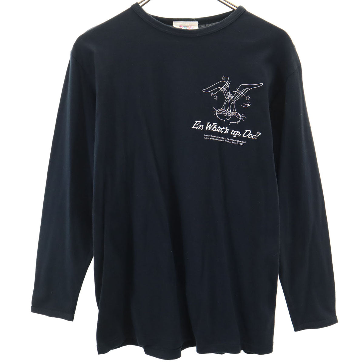 LOONEY TUNES ルーニーテューンズ 日本製 バックスバニー 長袖 Tシャツ ブラック ロンT ワーナーブラザーズ メンズ