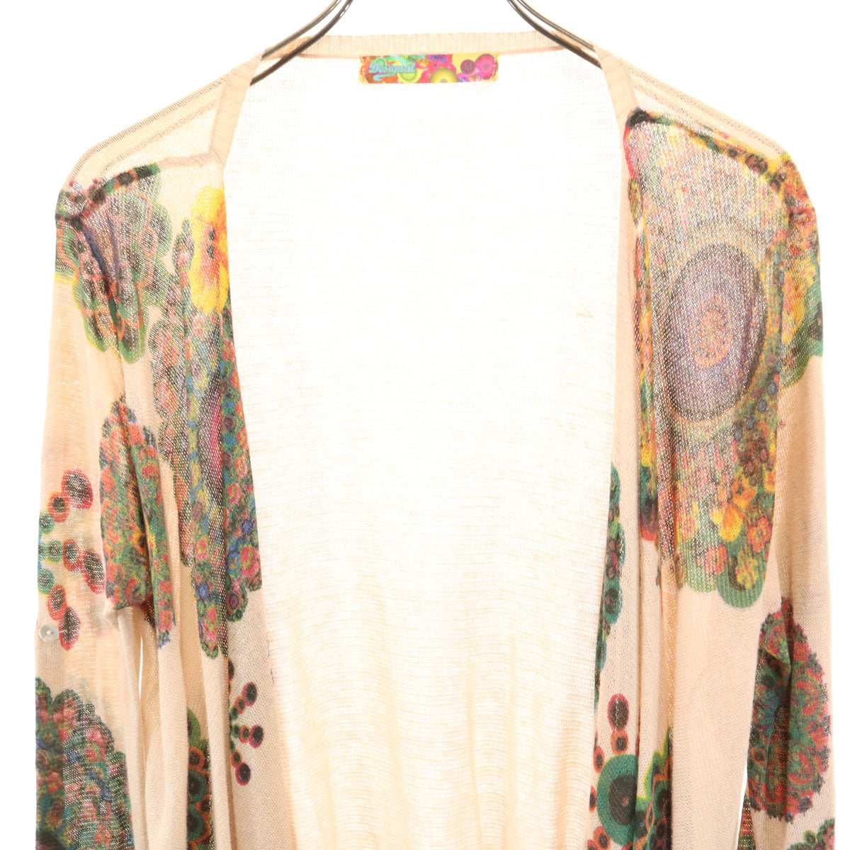 Desigual デジグアル 総柄 長袖 カーディガン M ベージュ レディース