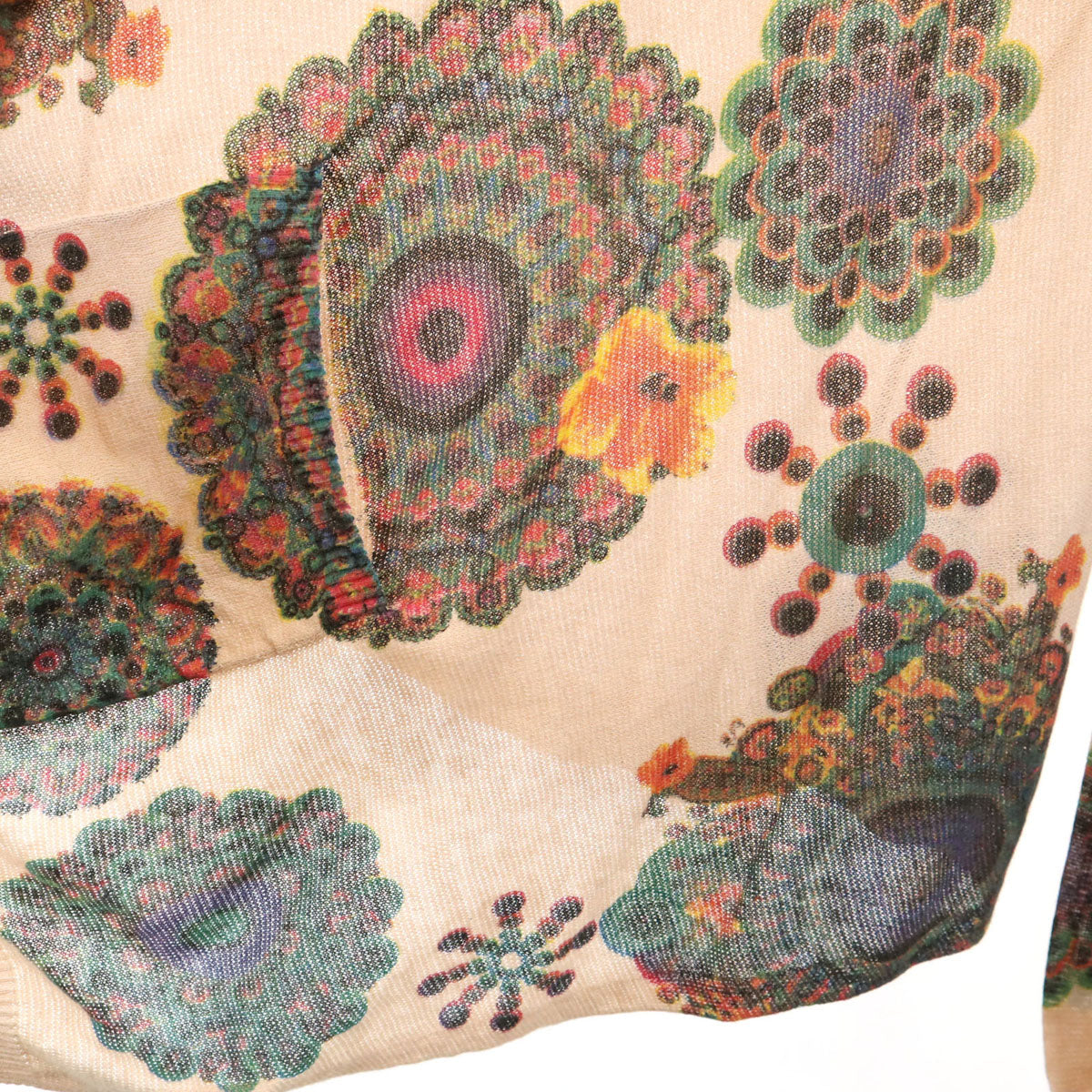 Desigual デジグアル 総柄 長袖 カーディガン M ベージュ レディース