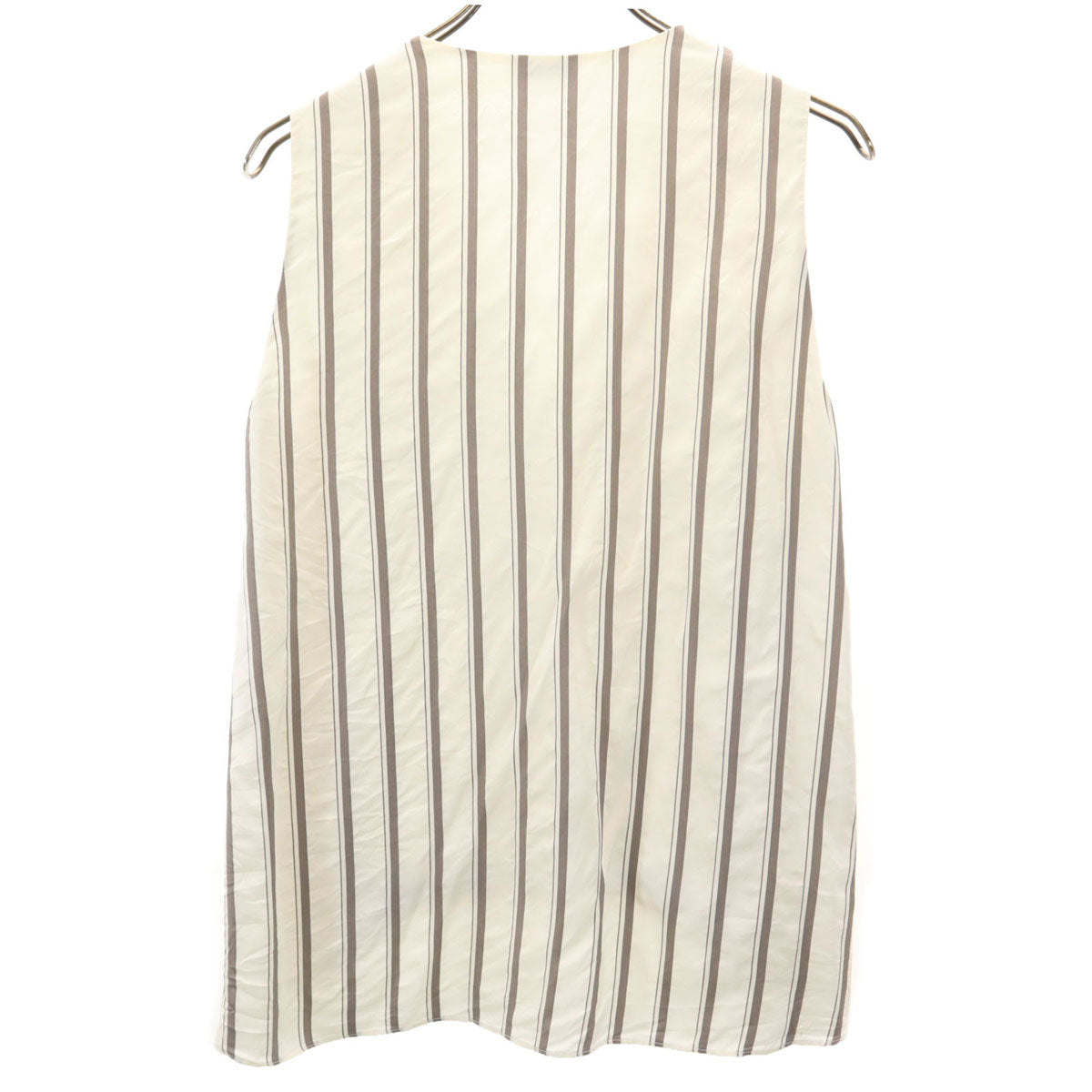 Brunello Cucinelli ブルネロクチネリ イタリア製 ストライプ柄 ベスト M アイボリー レディース