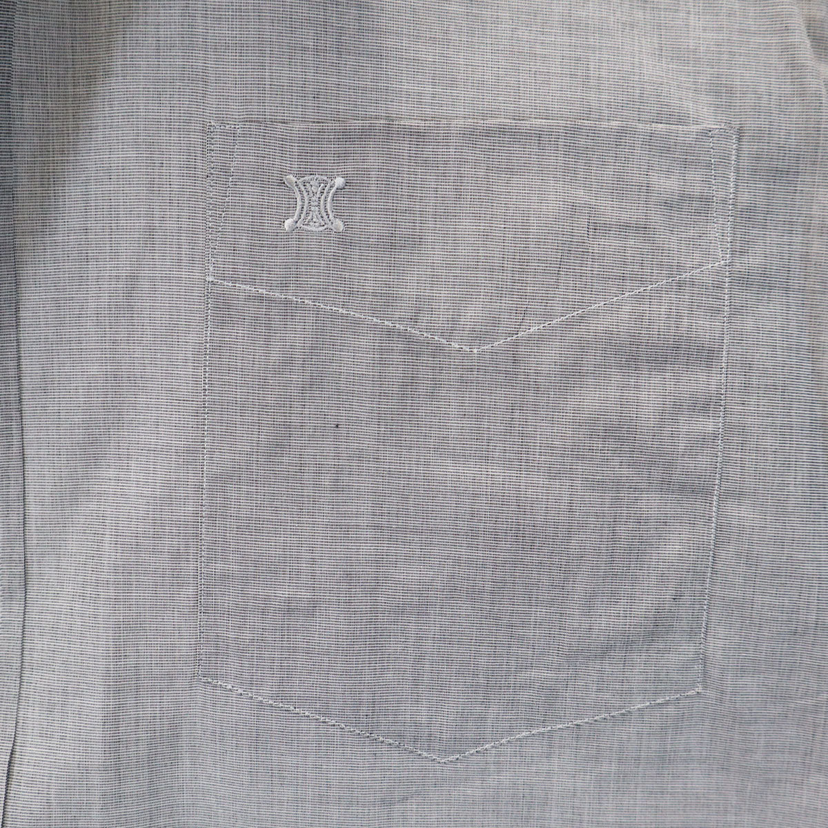 CELINE セリーヌ 長袖 ワンポイント刺繍 コットンシャツ グレー メンズ
