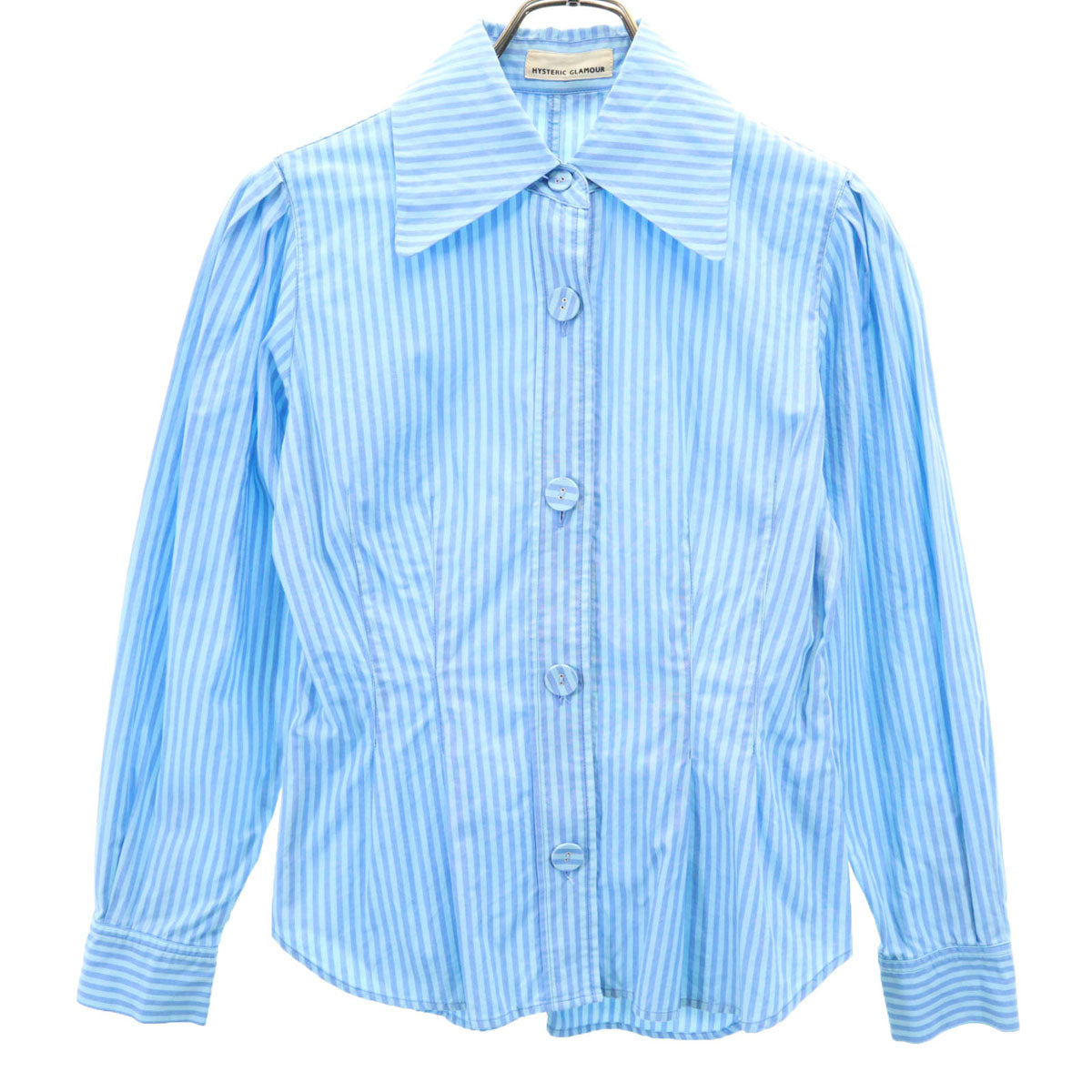 HYSTERIC GLAMOUR ヒステリックグラマー 90s オールド 日本製 ストライプ柄 長袖 コットンシャツ free ライトブルー レディース