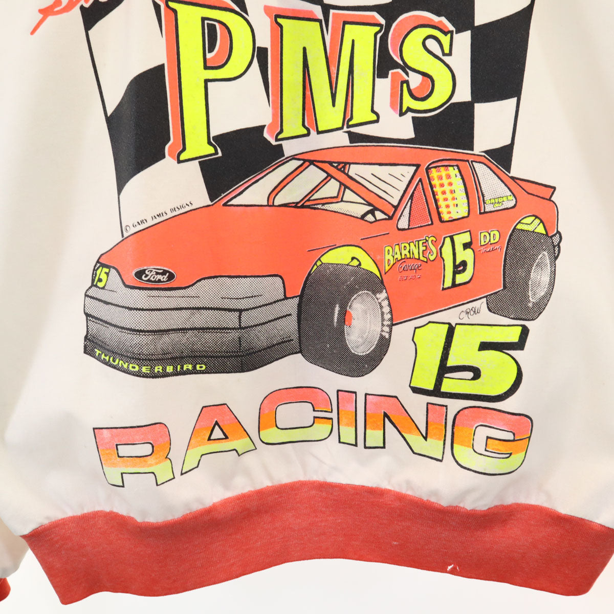 OLD オールド 90s サンダーバード レーシング バックプリント ジップアップ フーデット ジャケット ホワイト レディース