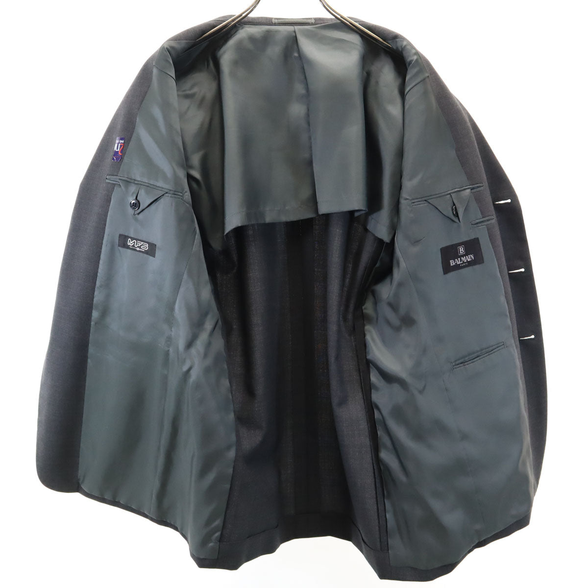 BALMAIN バルマン ウールブレンド テーラードジャケット ダークグレー メンズ
