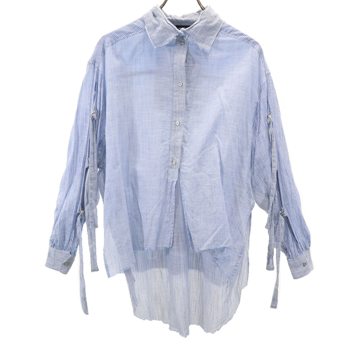 DIESEL ディーゼル テクノレイバース ストライプ柄 長袖 切りっぱなし ブラウス XS ライトブルー TEKNO RAVERS レディース