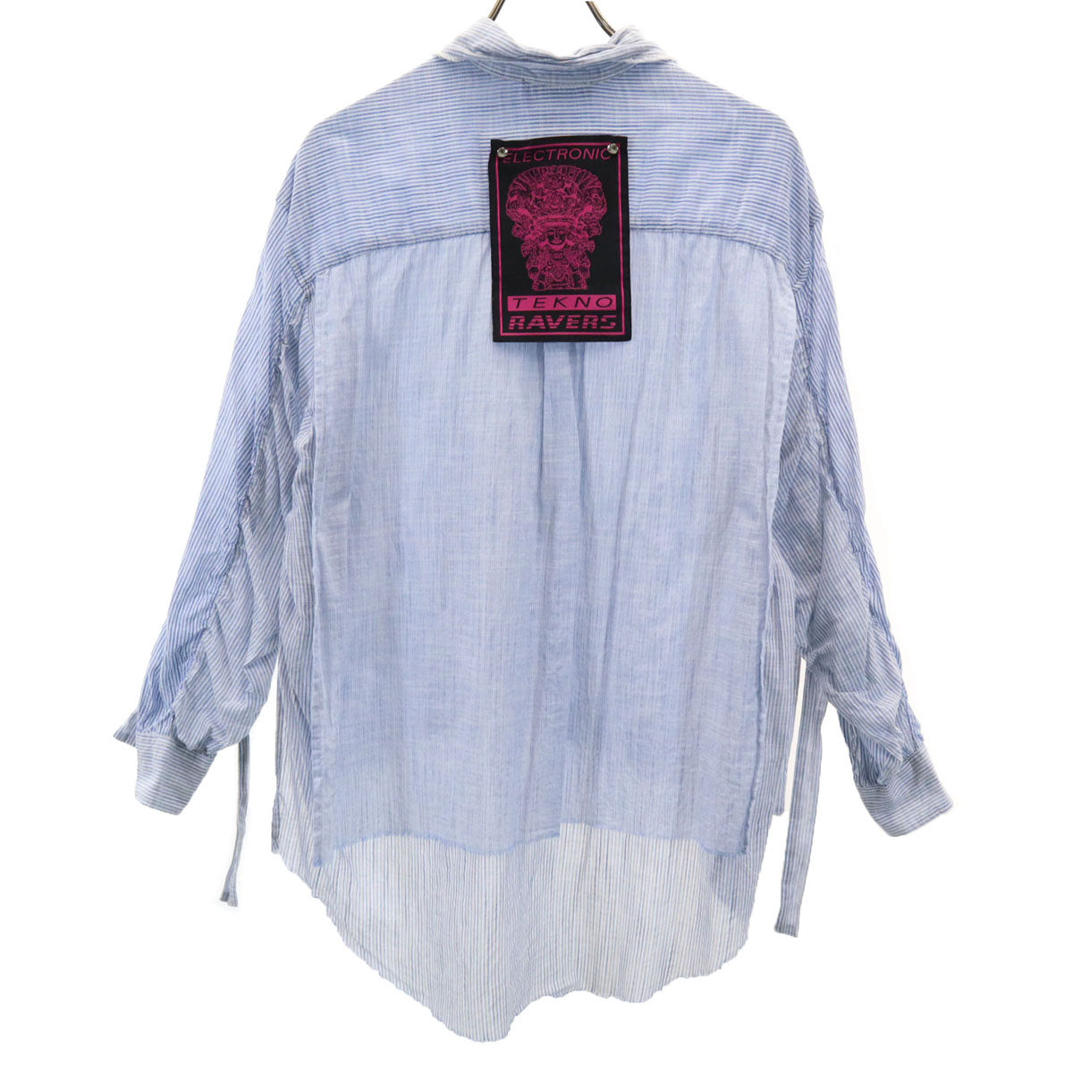 DIESEL ディーゼル テクノレイバース ストライプ柄 長袖 切りっぱなし ブラウス XS ライトブルー TEKNO RAVERS レディース