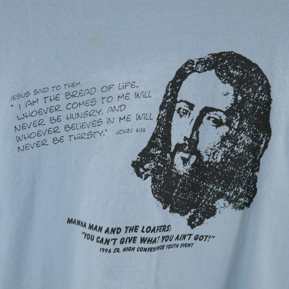 FRUIT OF THE LOOM フルーツオブザルーム 90s オールド USA製 イエスキリスト 半袖 ジーザス シングルステッチ Tシャツ L スカイブルー JESUS メンズ