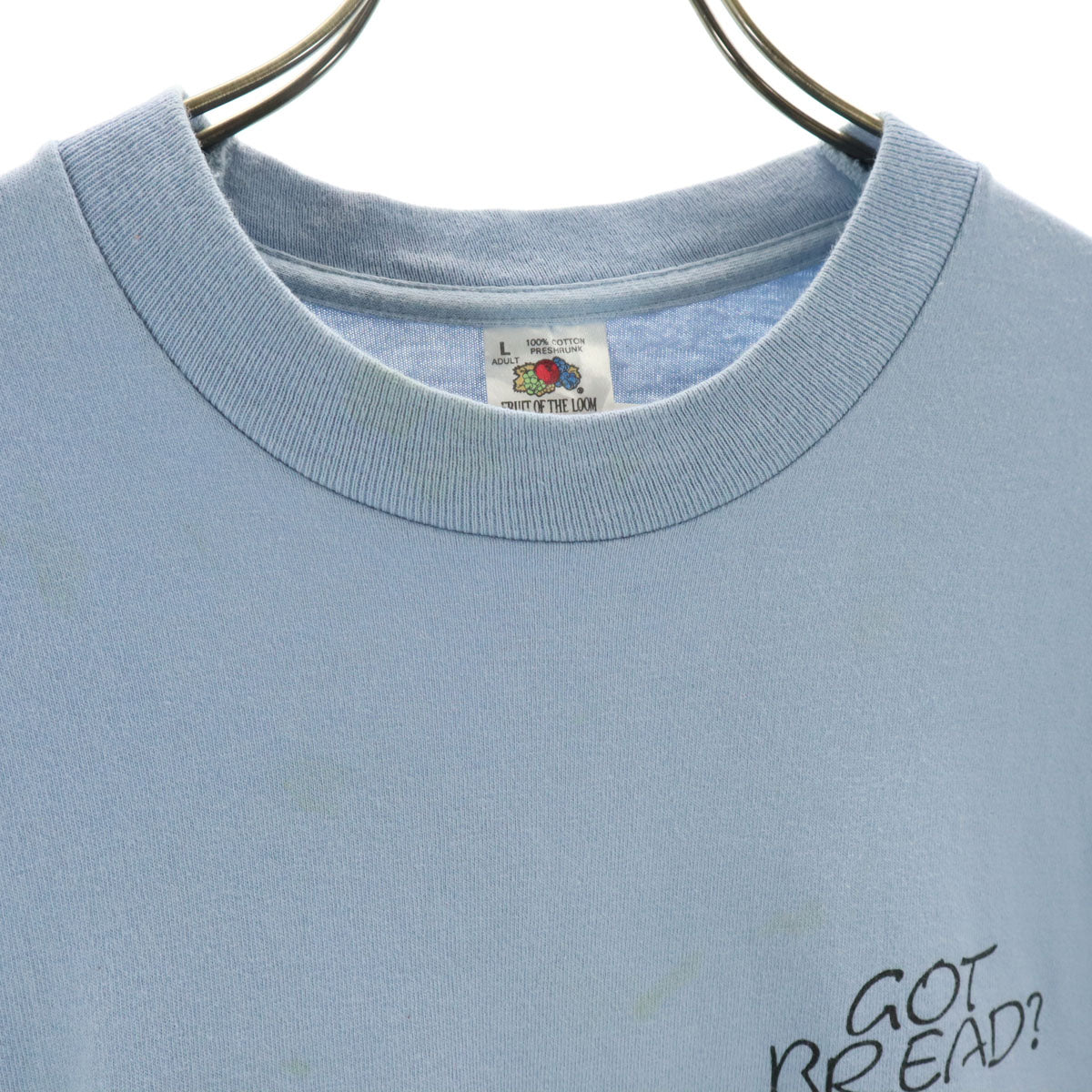 FRUIT OF THE LOOM フルーツオブザルーム 90s オールド USA製 イエスキリスト 半袖 ジーザス シングルステッチ Tシャツ L スカイブルー JESUS メンズ