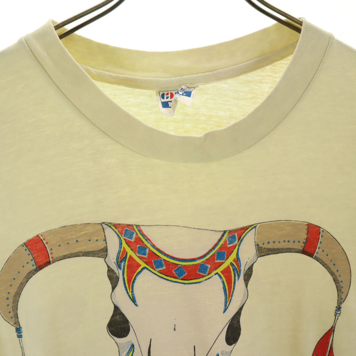 Hanes ヘインズ 80s 90s オールド USA製 スカルホーン 半袖 シングルステッチ 偉人 Tシャツ XL ベージュ メンズ