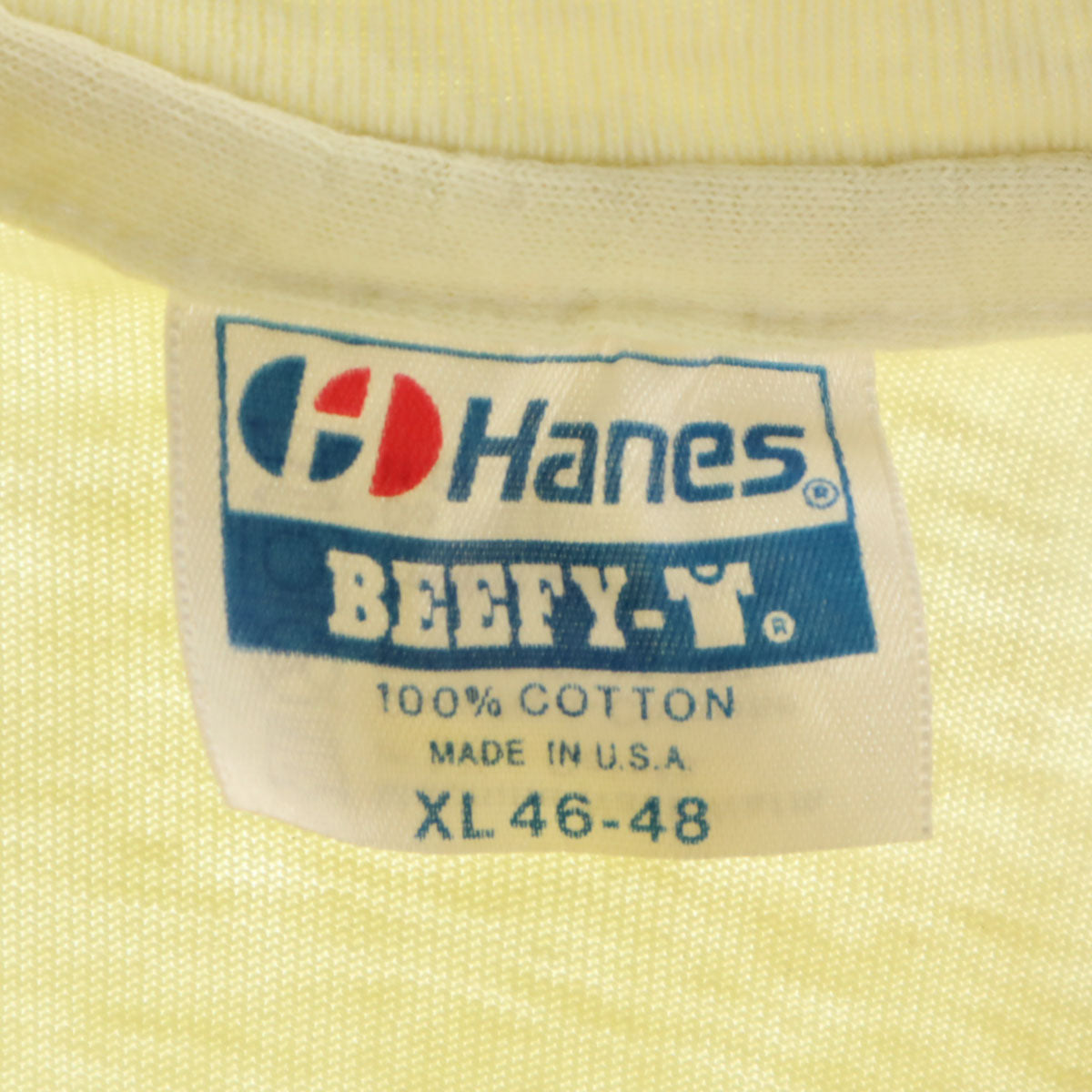 Hanes ヘインズ 80s 90s オールド USA製 スカルホーン 半袖 シングルステッチ 偉人 Tシャツ XL ベージュ メンズ